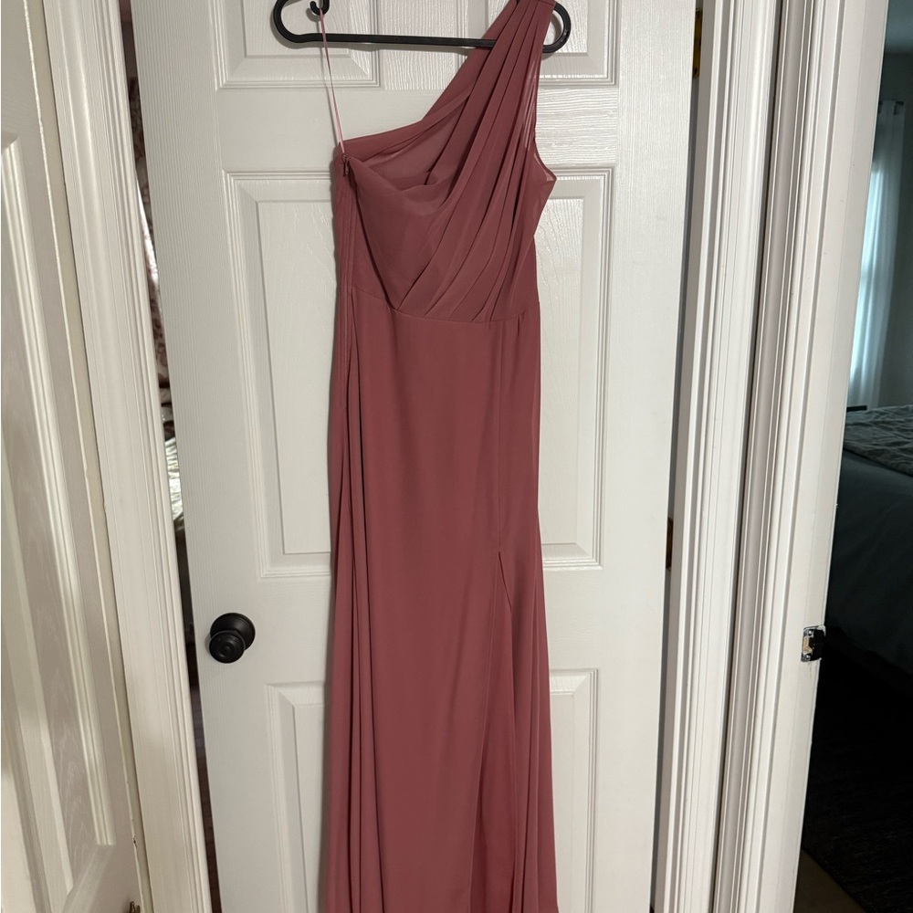 Birdy Grey One-Shoulder Mauve Dress; Worn once, not altered